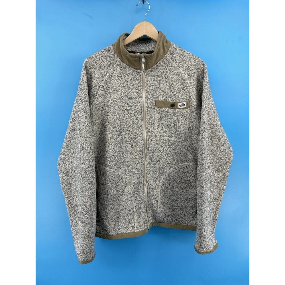 The North Face Men's L Full Zip Sweater Fleece Jacket Gray Outdoor Coat